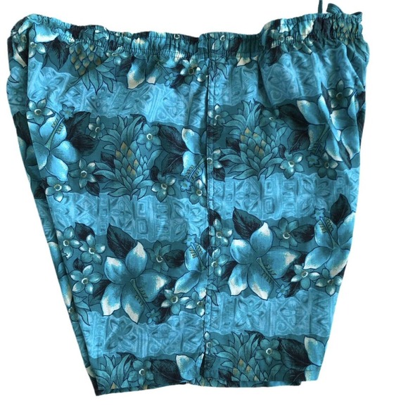 Vintage Speedo Nylon Green Floral Hawaiian Lined Swim Board Shorts Men Size L - Picture 6 of 9